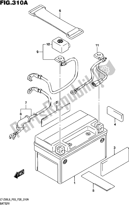 Tutte le parti per il Batteria del Suzuki LT-Z 90 2018