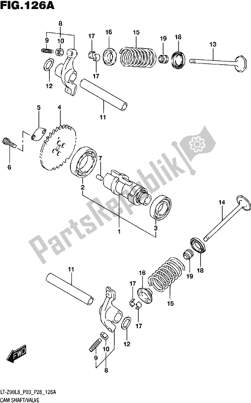 All parts for the Camshaft/valve of the Suzuki LT-Z 90 2018
