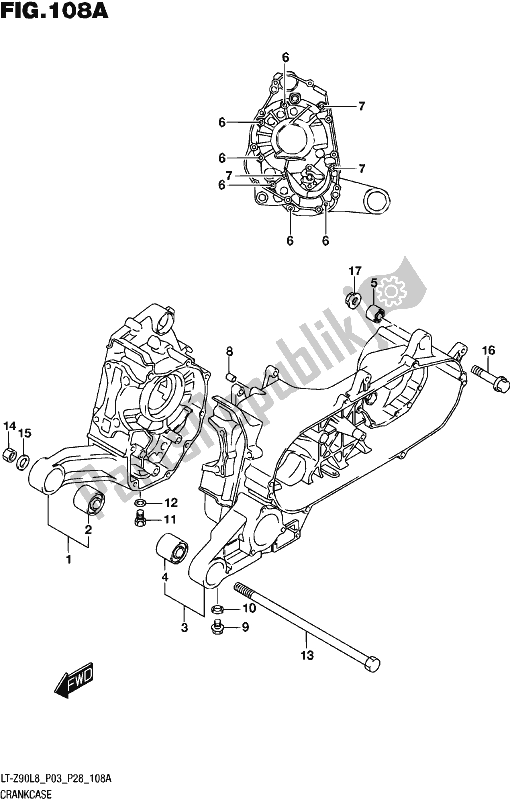 All parts for the Crankcase of the Suzuki LT-Z 90 2018