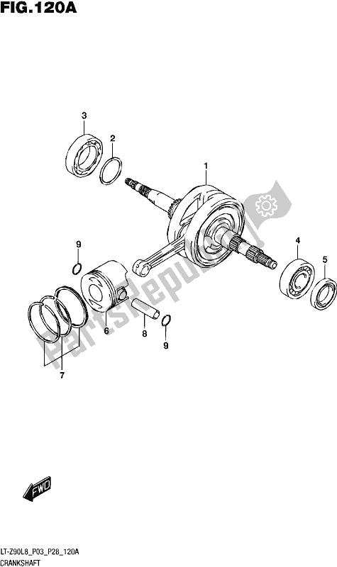 All parts for the Crankshaft of the Suzuki LT-Z 90 2018