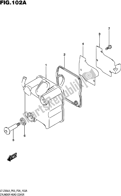 All parts for the Cylinder Head Cover of the Suzuki LT-Z 90 2018