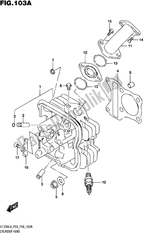 Alle onderdelen voor de Cilinderkop van de Suzuki LT-Z 90 2018