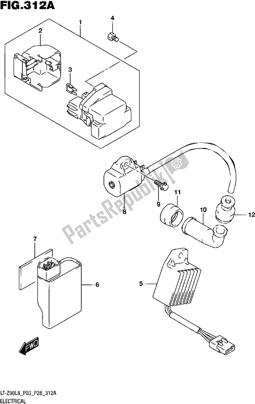 All parts for the Electrical of the Suzuki LT-Z 90 2018