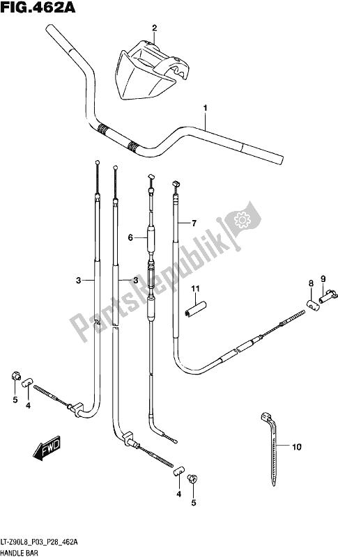 All parts for the Handlebar of the Suzuki LT-Z 90 2018