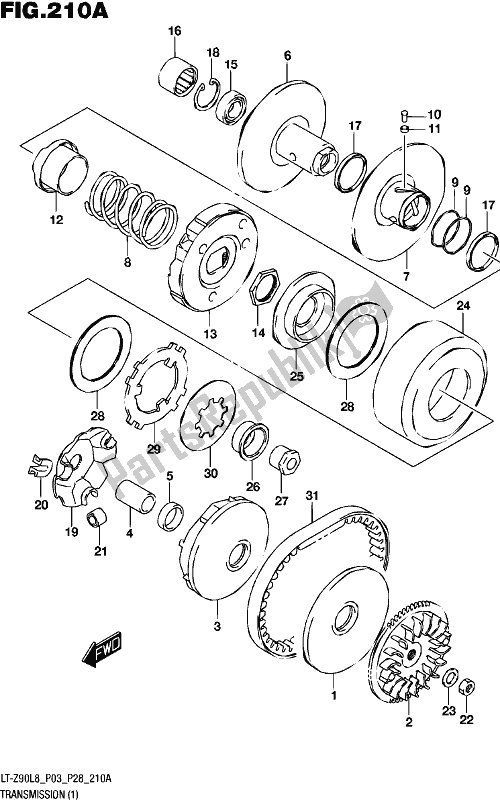 Tutte le parti per il Trasmissione (1) del Suzuki LT-Z 90 2018
