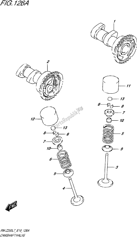 Todas las partes para árbol De Levas / Válvula de Suzuki RM-Z 250 2017