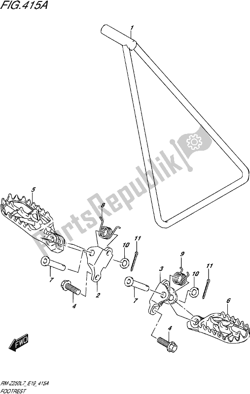 All parts for the Footrest of the Suzuki RM-Z 250 2017