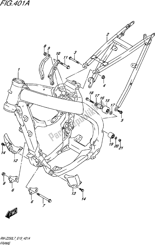 All parts for the Frame of the Suzuki RM-Z 250 2017