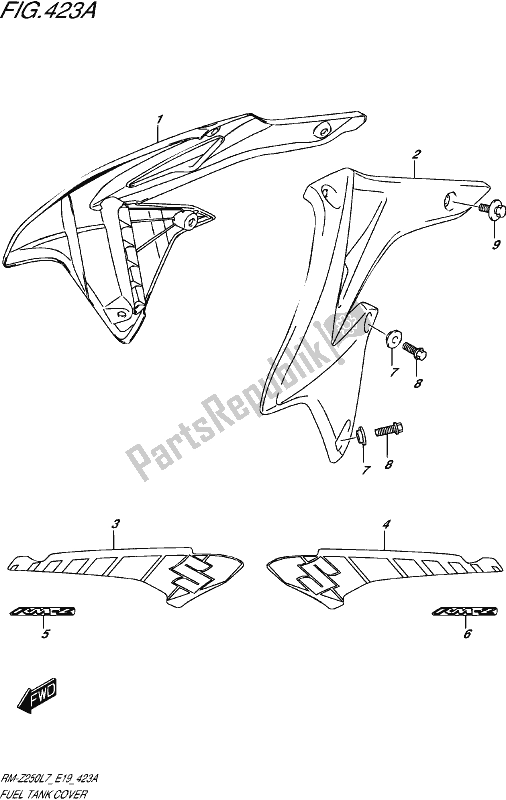 Wszystkie części do Pokrywa Zbiornika Paliwa Suzuki RM-Z 250 2017