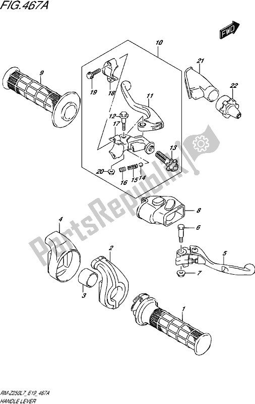 All parts for the Handle Lever of the Suzuki RM-Z 250 2017