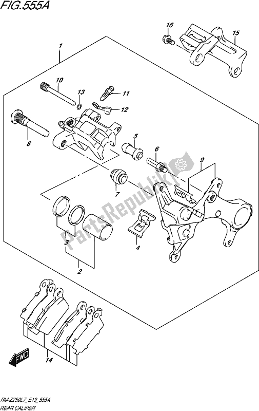 Alle onderdelen voor de Remklauw Achter van de Suzuki RM-Z 250 2017