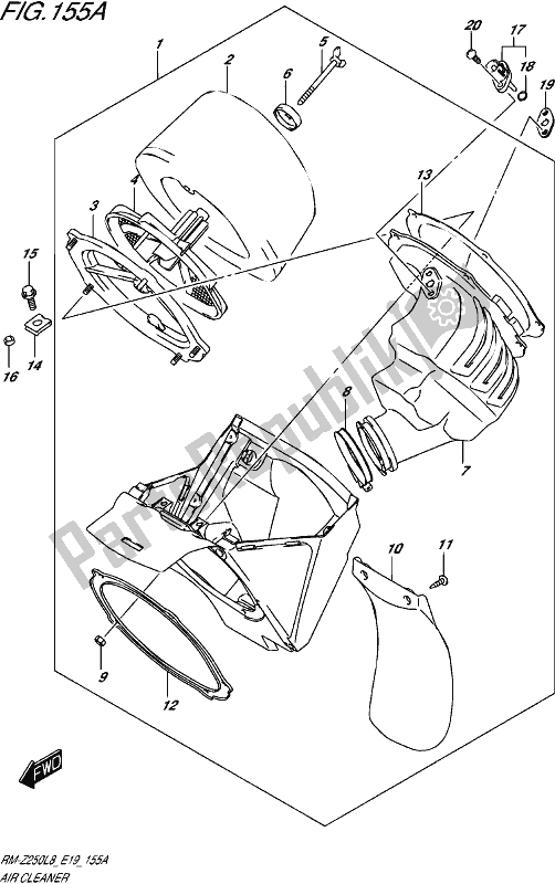 All parts for the Air Cleaner of the Suzuki RM-Z 250 2018