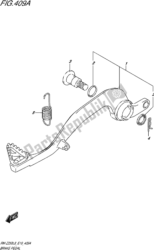 All parts for the Brake Pedal of the Suzuki RM-Z 250 2018