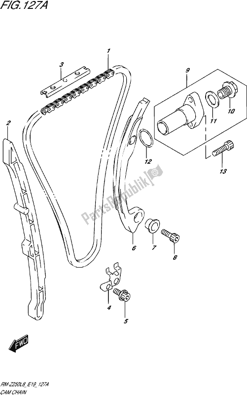 All parts for the Cam Chain of the Suzuki RM-Z 250 2018