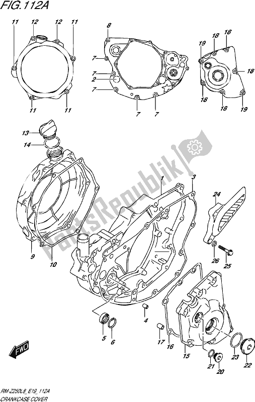All parts for the Crankcase Cover of the Suzuki RM-Z 250 2018