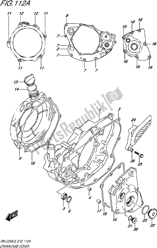 All parts for the Crankcase Cover of the Suzuki RM-Z 250 2018