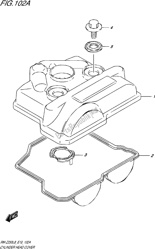 All parts for the Cylinder Head Cover of the Suzuki RM-Z 250 2018