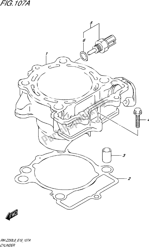 All parts for the Cylinder of the Suzuki RM-Z 250 2018