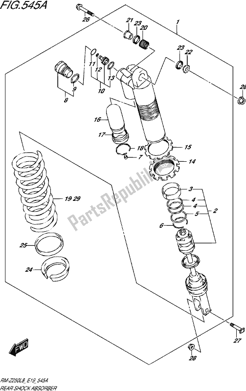 All parts for the Rear Shock Absorber of the Suzuki RM-Z 250 2018