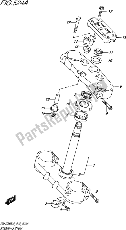 All parts for the Steering Stem of the Suzuki RM-Z 250 2018