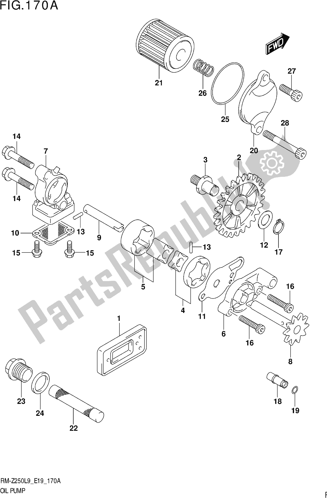 Todas as partes de Fig. 170a Oil Pump do Suzuki RM-Z 250 2019