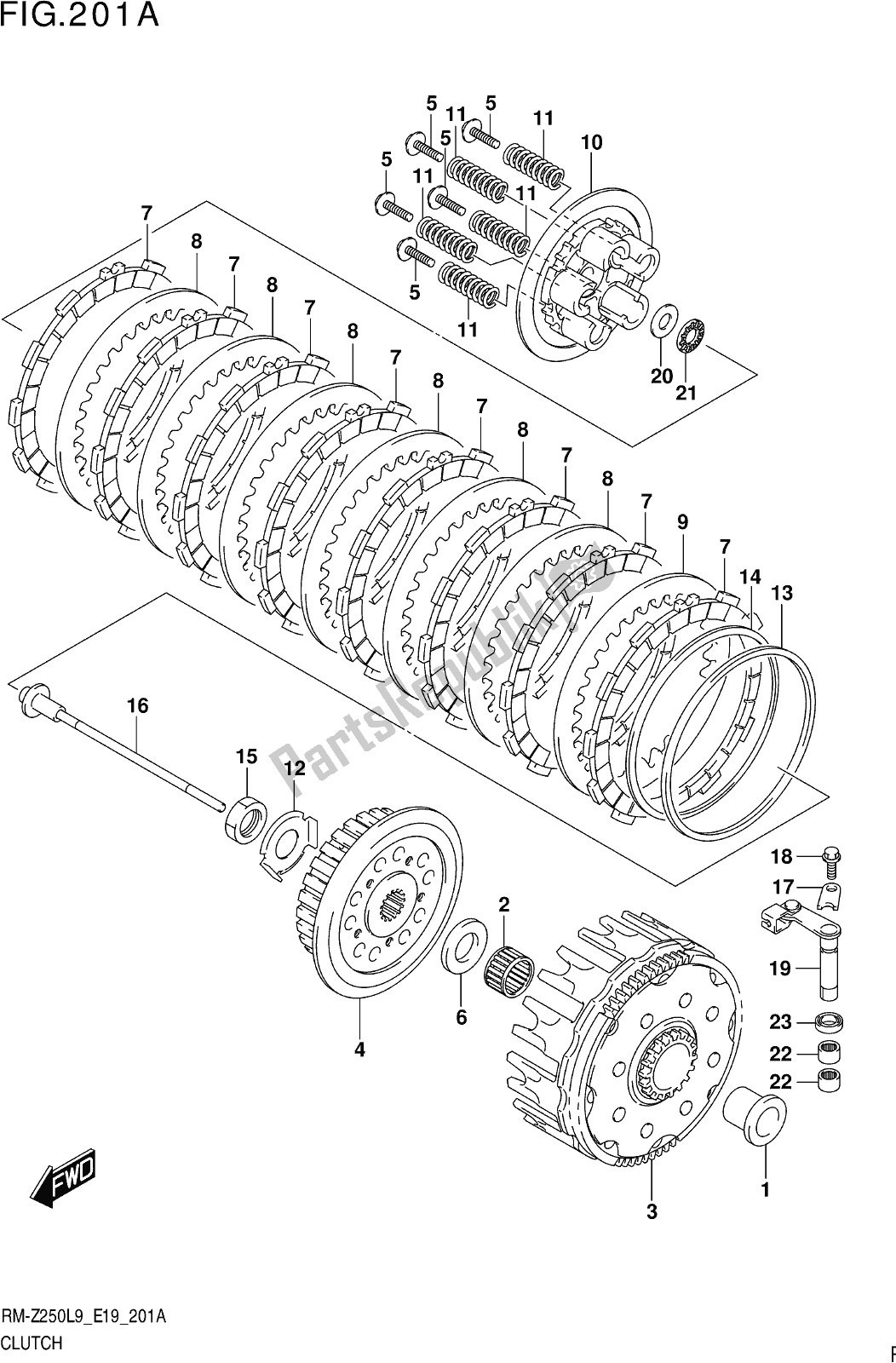 Tutte le parti per il Fig. 201a Clutch del Suzuki RM-Z 250 2019