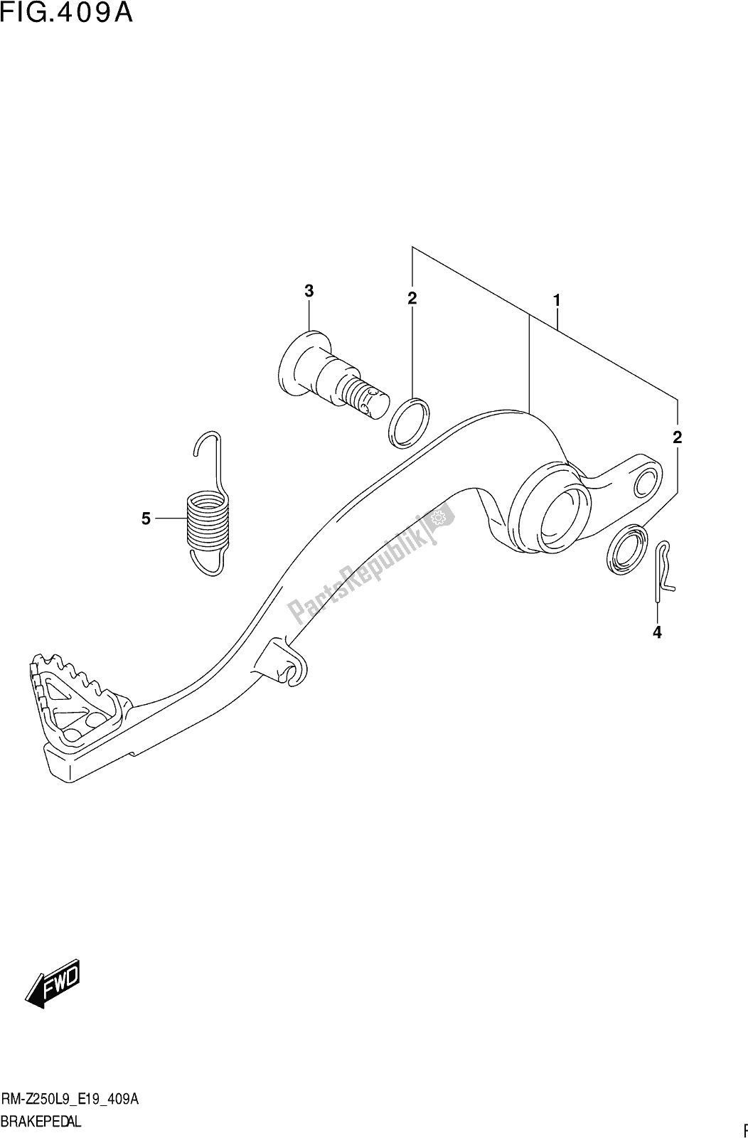 Alle onderdelen voor de Fig. 409a Brake Pedal van de Suzuki RM-Z 250 2019