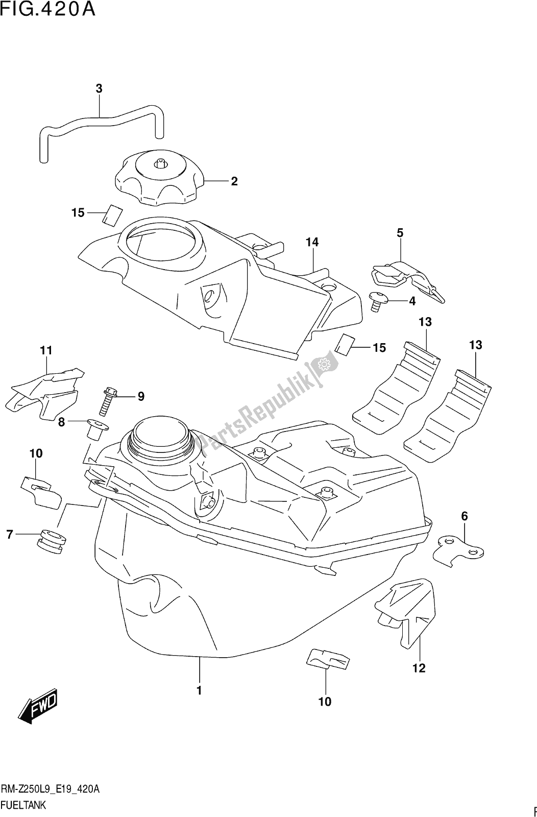 Alle onderdelen voor de Fig. 420a Fuel Tank van de Suzuki RM-Z 250 2019