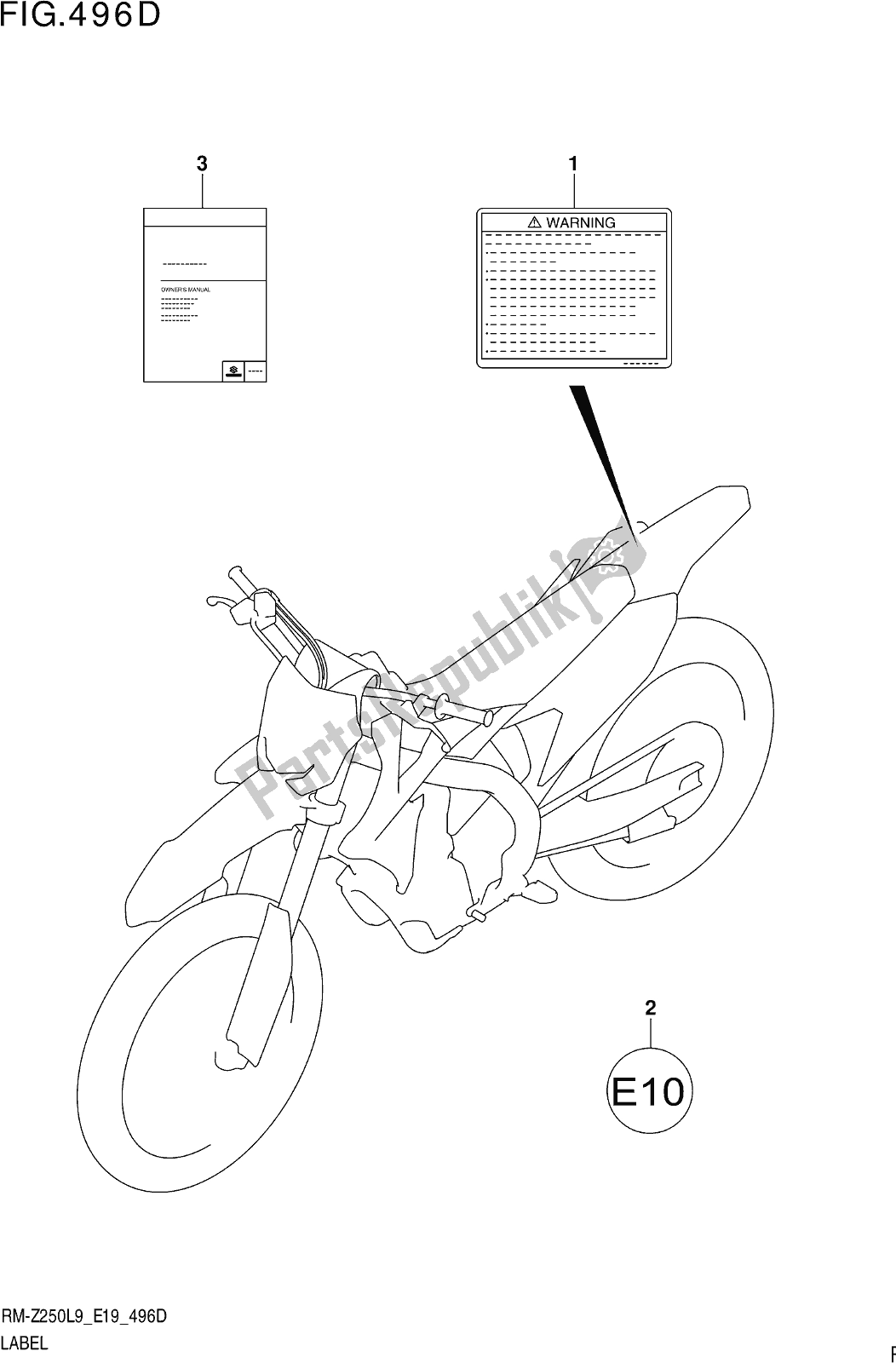 Tutte le parti per il Fig. 496d Label del Suzuki RM-Z 250 2019