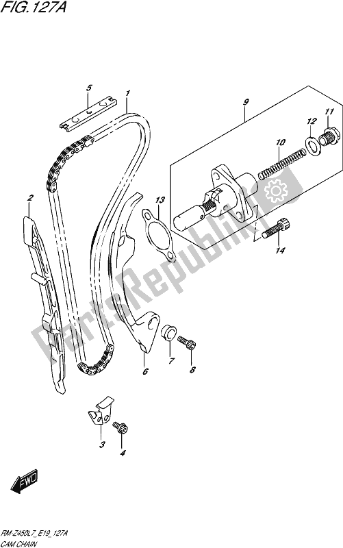 All parts for the Cam Chain of the Suzuki RM-Z 450 2017