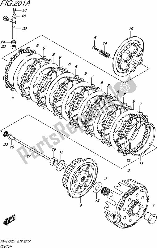 All parts for the Clutch of the Suzuki RM-Z 450 2017