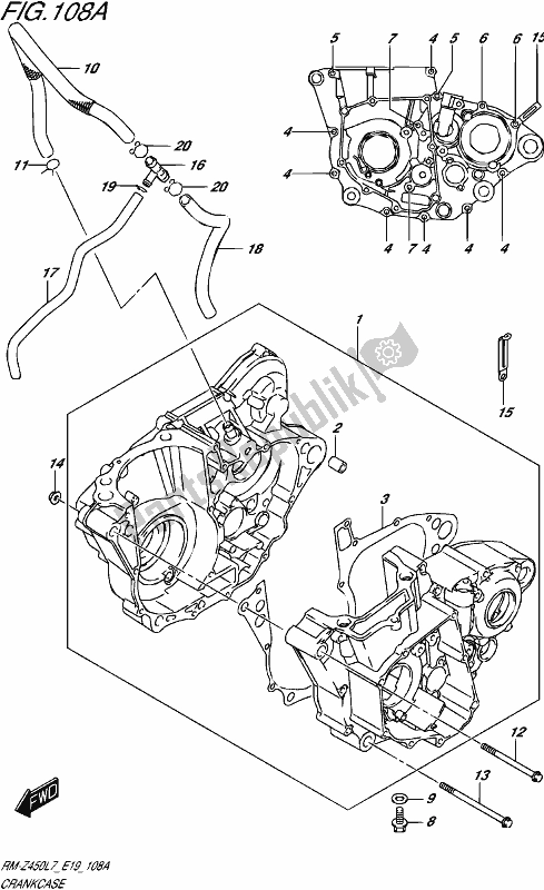 All parts for the Crankcase of the Suzuki RM-Z 450 2017