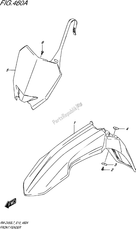 All parts for the Front Fender of the Suzuki RM-Z 450 2017