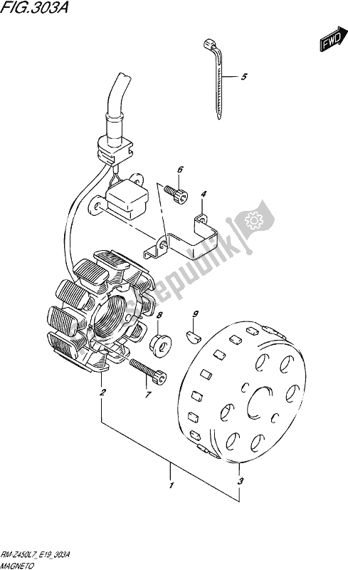 All parts for the Magneto of the Suzuki RM-Z 450 2017