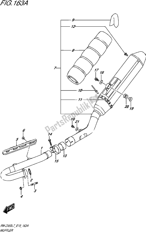 All parts for the Muffler of the Suzuki RM-Z 450 2017