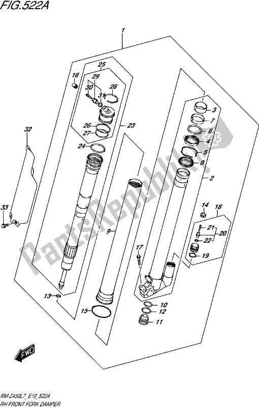 Tutte le parti per il Ammortizzatore Forcella Anteriore Rh del Suzuki RM-Z 450 2017