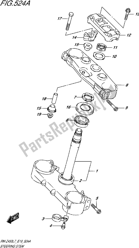 All parts for the Steering Stem of the Suzuki RM-Z 450 2017