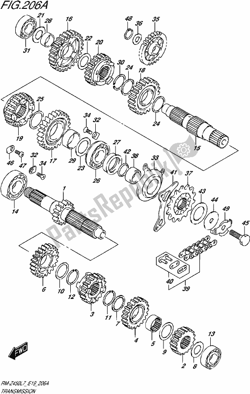 All parts for the Transmission of the Suzuki RM-Z 450 2017