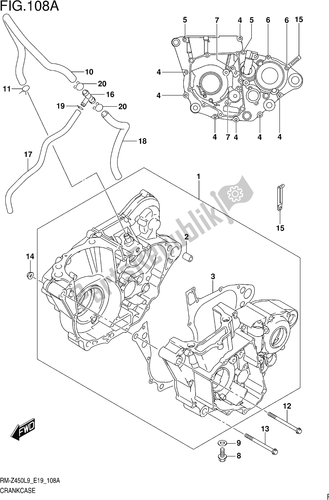 Toutes les pièces pour le Fig. 108a Crankcase du Suzuki RM-Z 450 2019