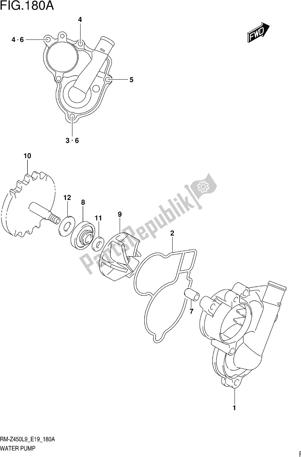 Toutes les pièces pour le Fig. 180a Water Pump du Suzuki RM-Z 450 2019