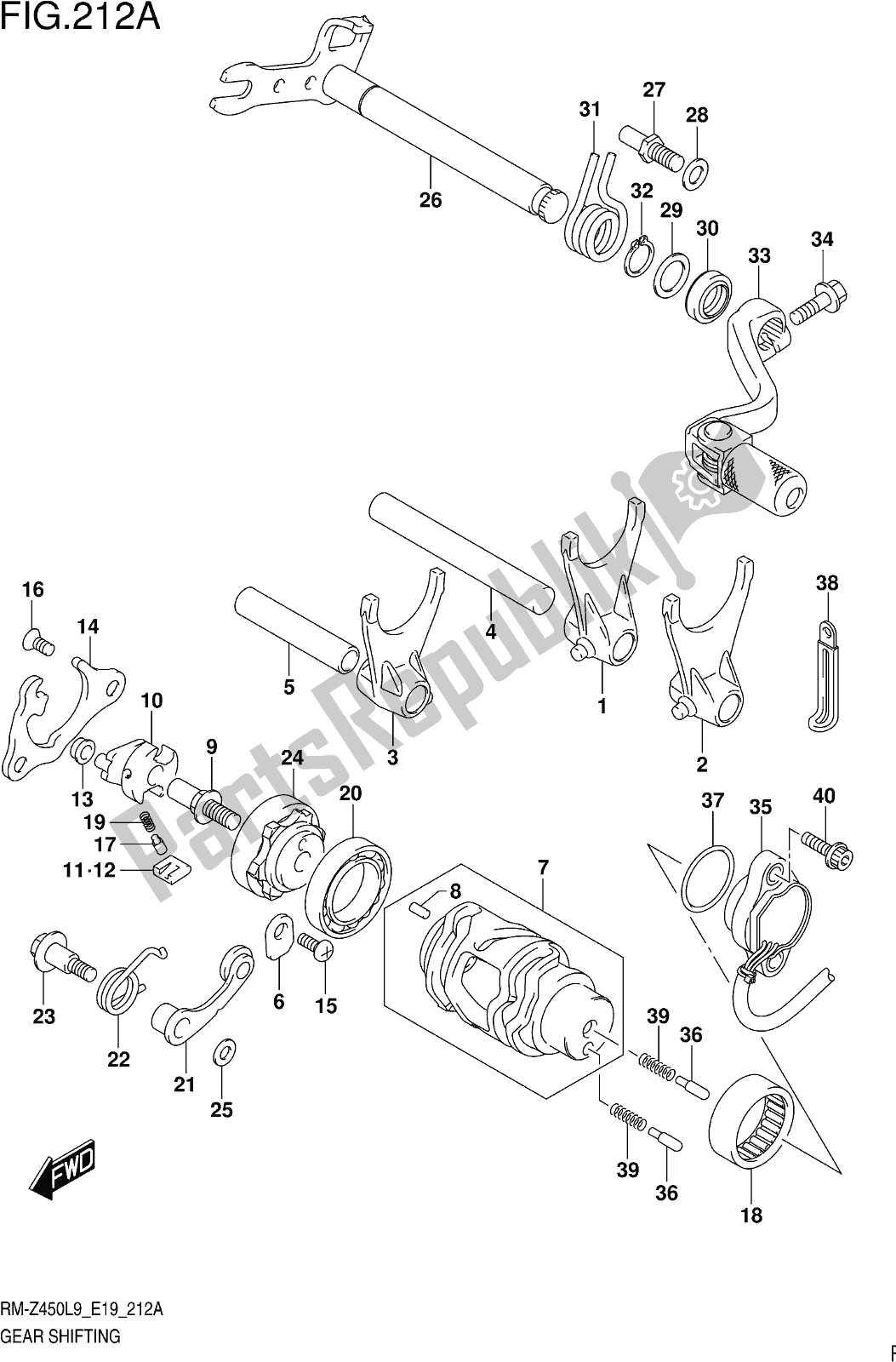 Todas as partes de Fig. 212a Gear Shifting do Suzuki RM-Z 450 2019