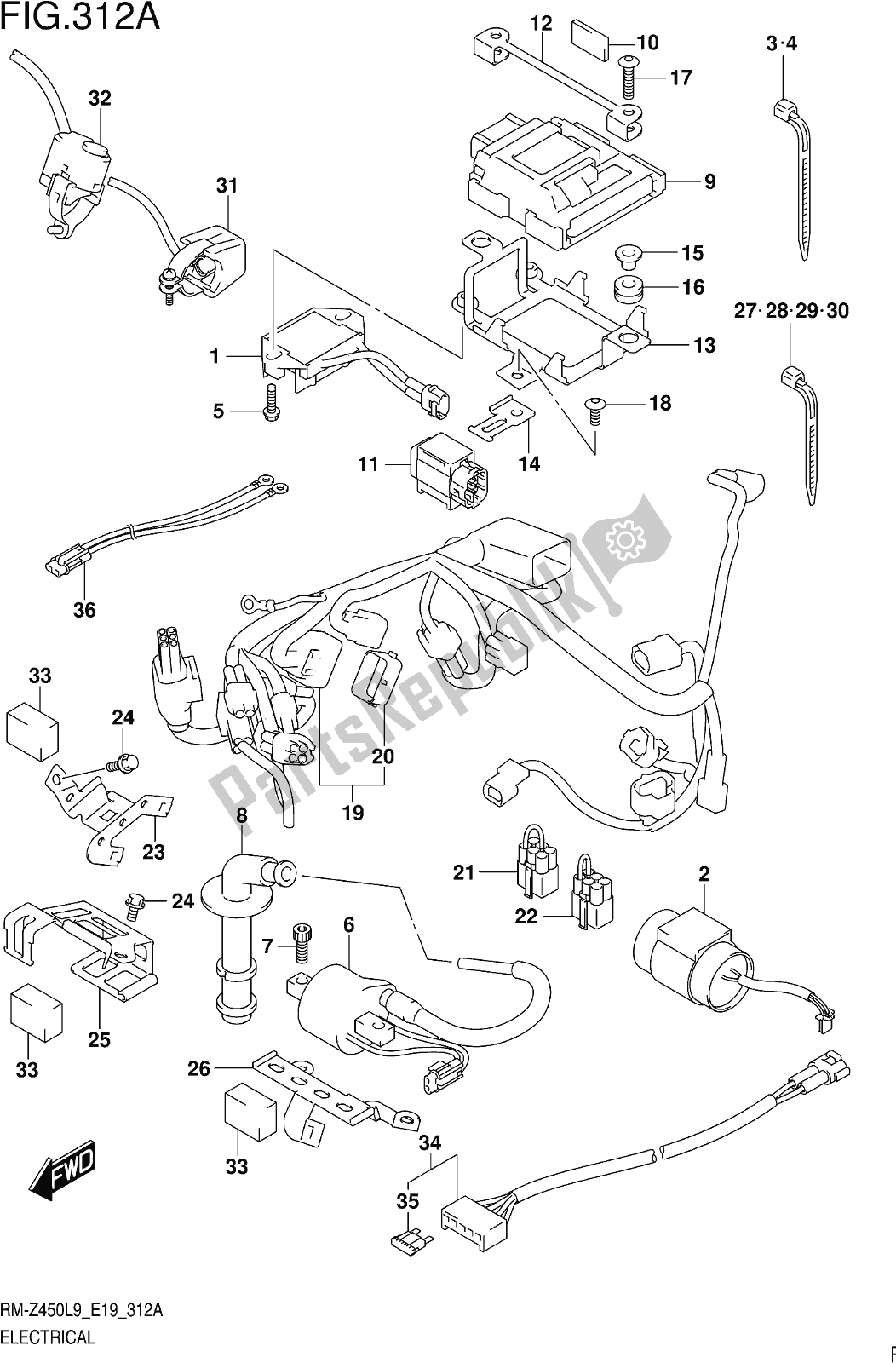 Toutes les pièces pour le Fig. 312a Electrical du Suzuki RM-Z 450 2019