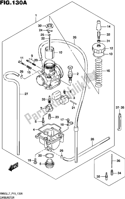 All parts for the Carburetor of the Suzuki RM 85L 2017