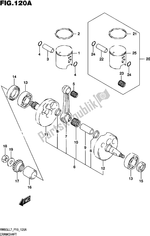 Tutte le parti per il Albero A Gomiti del Suzuki RM 85L 2017