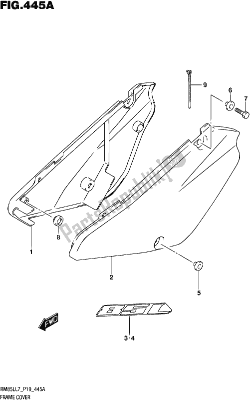 All parts for the Frame Cover of the Suzuki RM 85L 2017