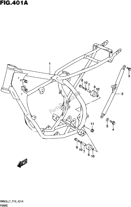 All parts for the Frame of the Suzuki RM 85L 2017