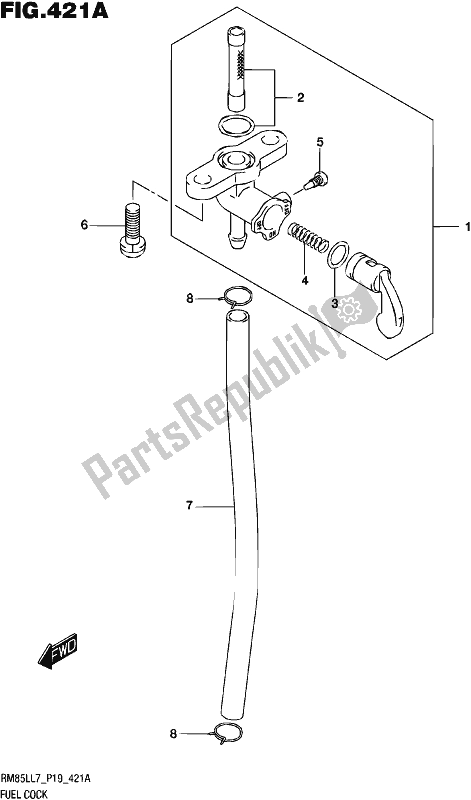 All parts for the Fuel Cock of the Suzuki RM 85L 2017