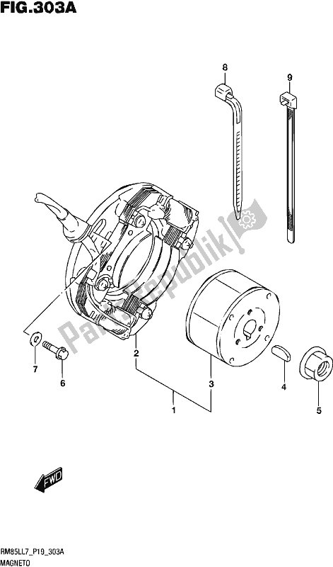 All parts for the Magneto of the Suzuki RM 85L 2017