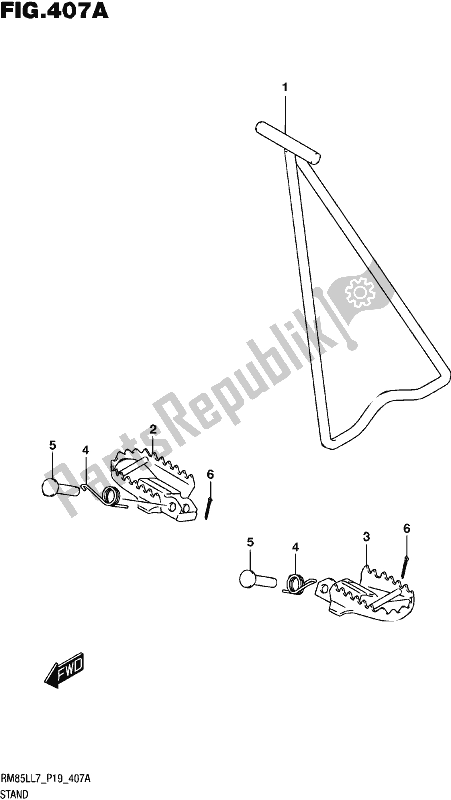 All parts for the Stand of the Suzuki RM 85L 2017