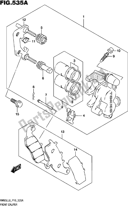 Toutes les pièces pour le étrier Avant du Suzuki RM 85L 2018